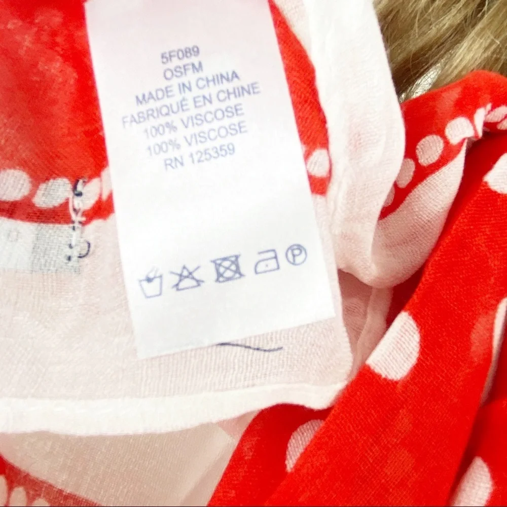 Sperry nautical blue orange scarf anchor polka dot